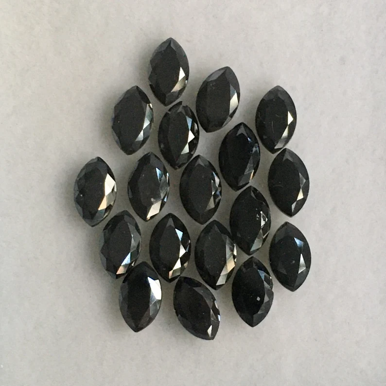 6 MM Marquise Rose Cut Black Natural Loose Diamond