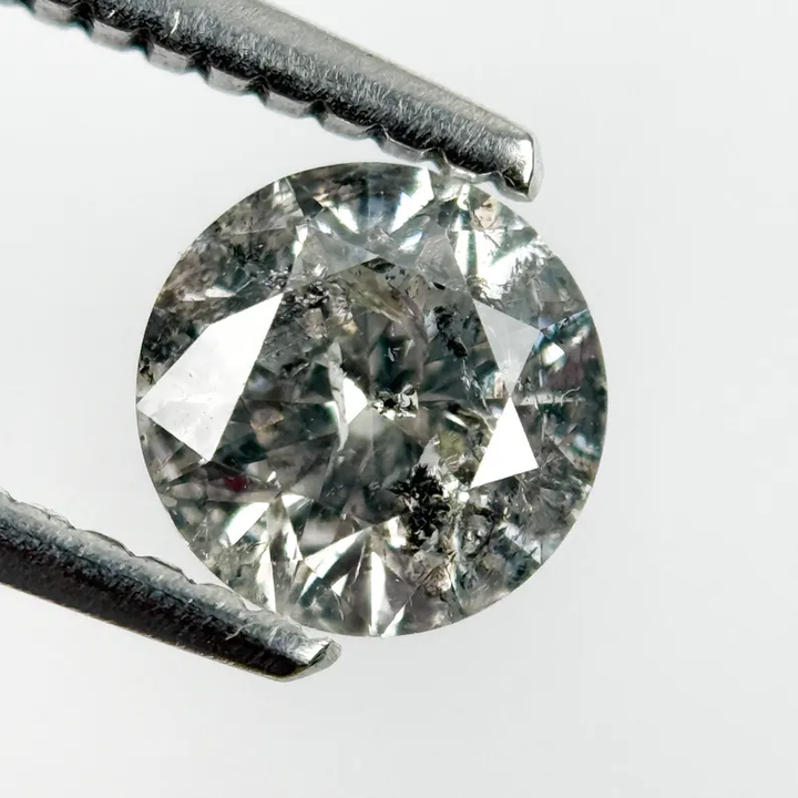 0.95 Ct Round Brilliant Cut Grey Natural Salt and Pepper Diamond