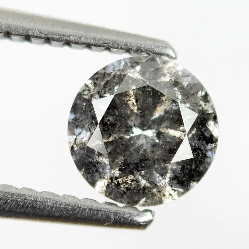 0.85 Ct Round Brilliant Cut Grey Natural Galaxy Diamond