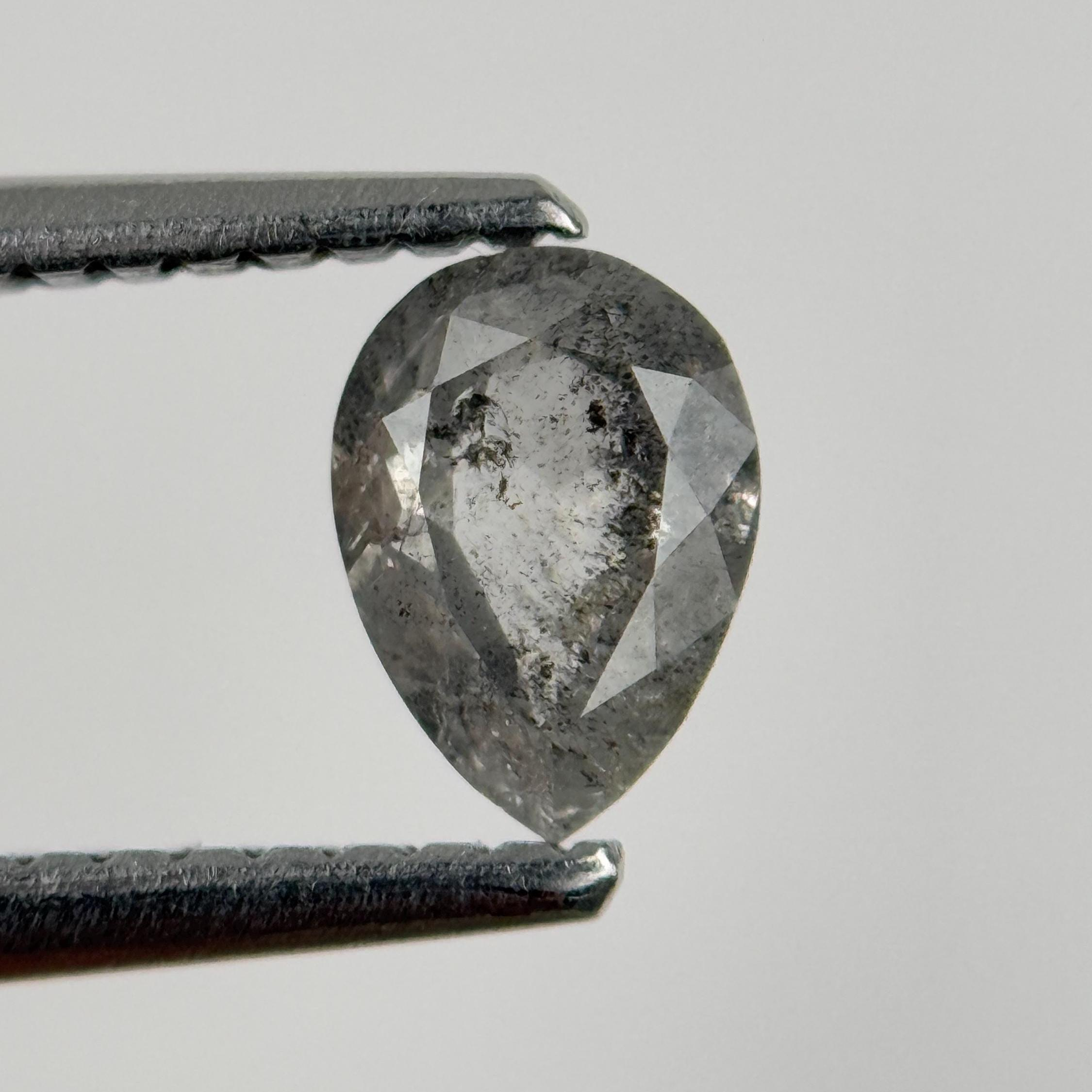 1.96 Ct Pear Rose Cut Grey Natural Unique Diamond
