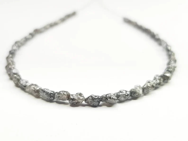 8.0 Ct Beads Checker Gray Natural Salt and Pepper Diamond