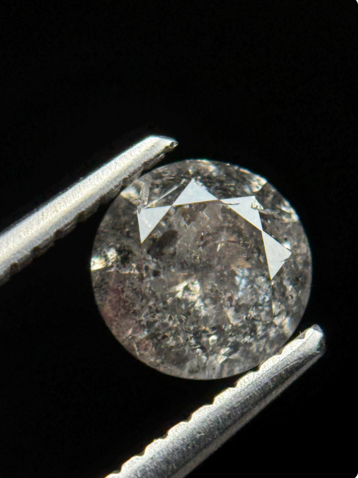 1.10 Ct Round Brilliant Cut Grey Natural Salt and Pepper Diamond