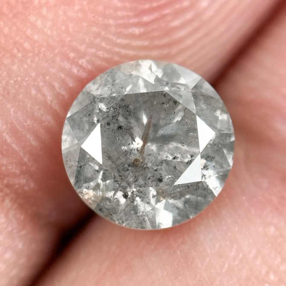 1.25 Ct Round Brilliant Cut Grey Natural Fancy Diamond