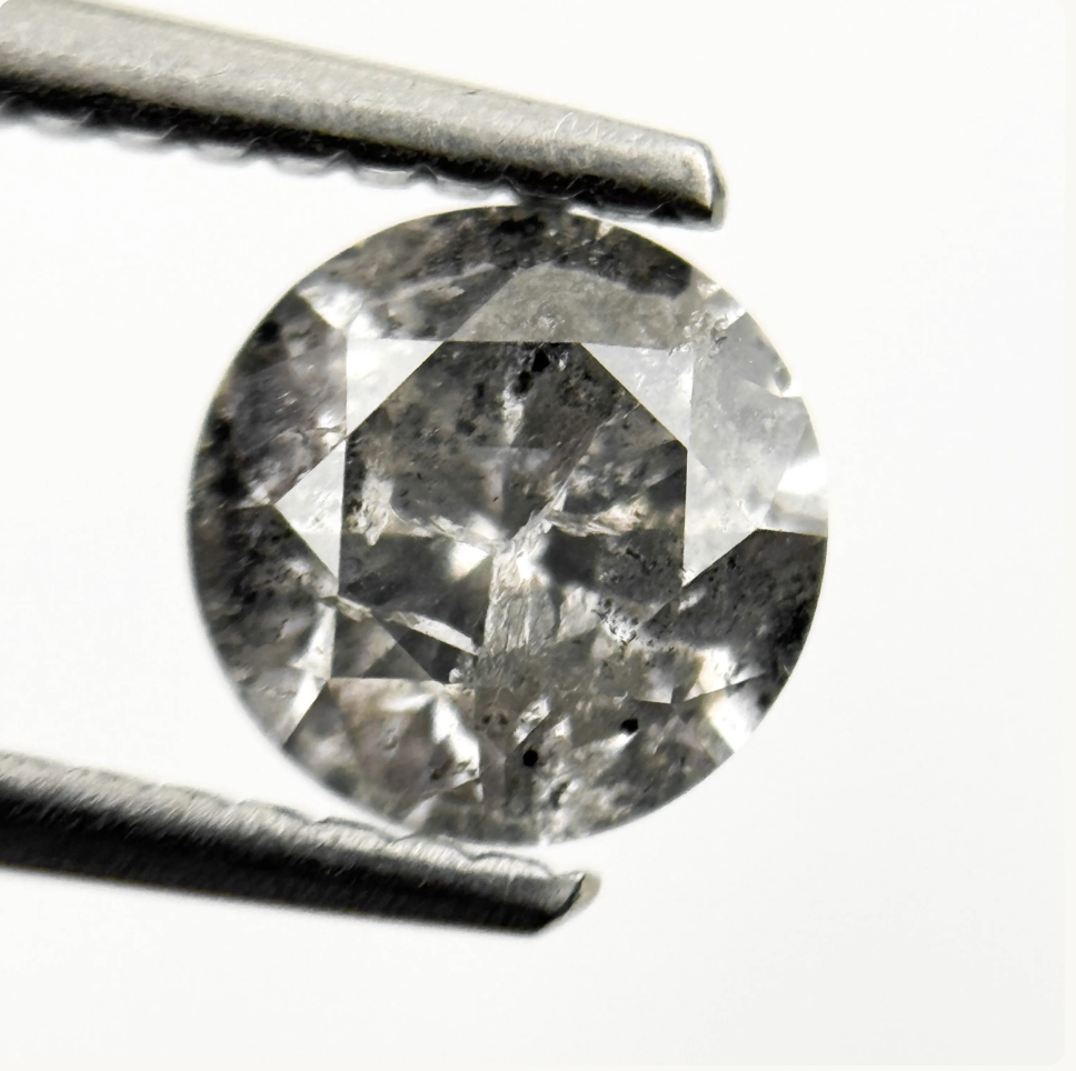 1.03 Ct Round Brilliant Cut Grey Natural Fancy Diamond