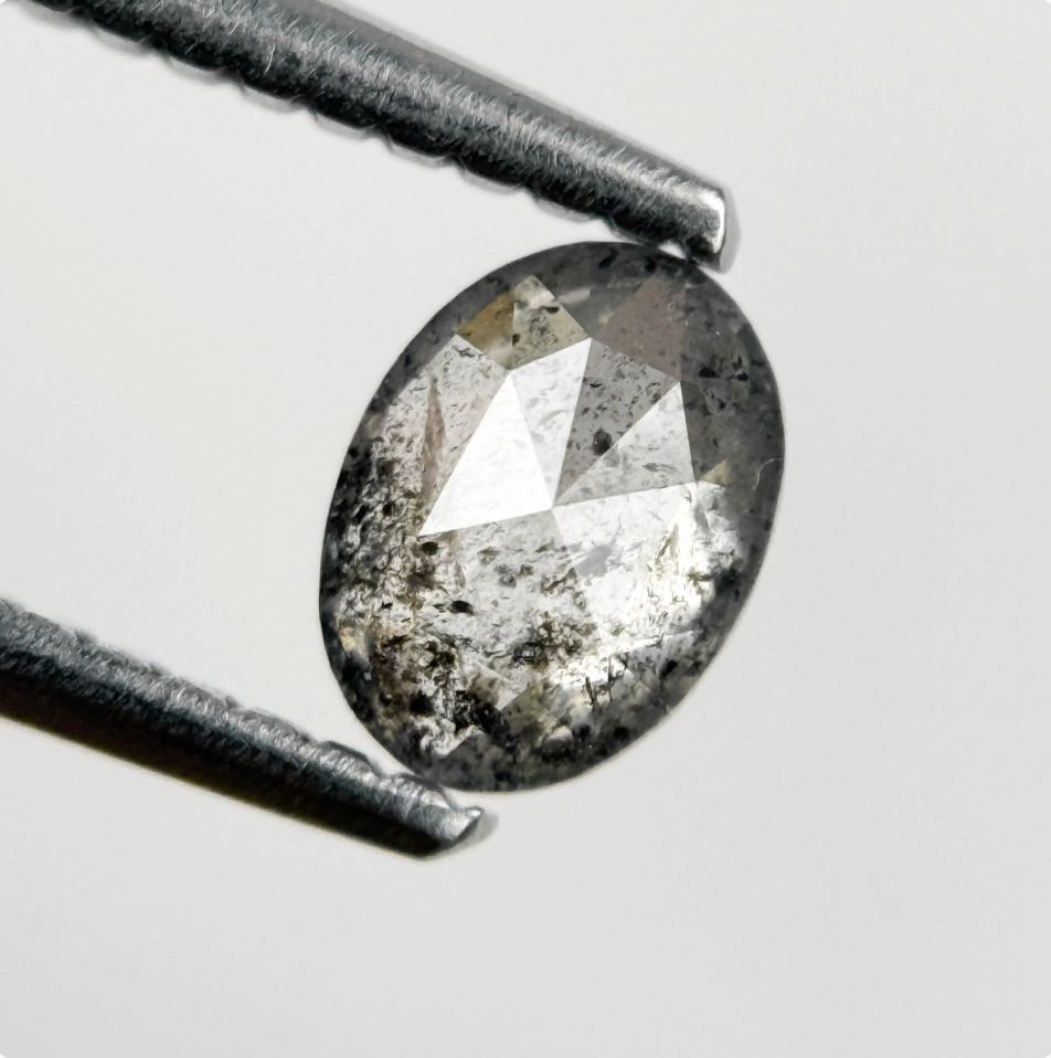 0.46 Ct Oval Rose Cut Grey Natural Minimalist Diamond