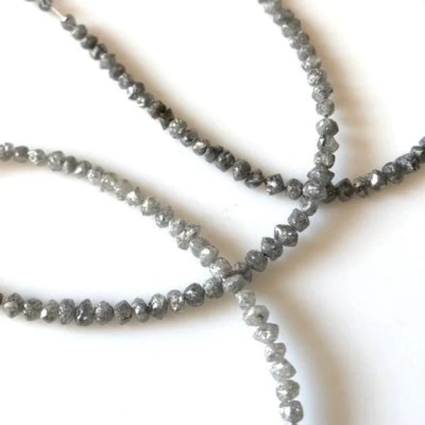 2-6 MM Beads Checker Gray & White Natural Loose Diamond