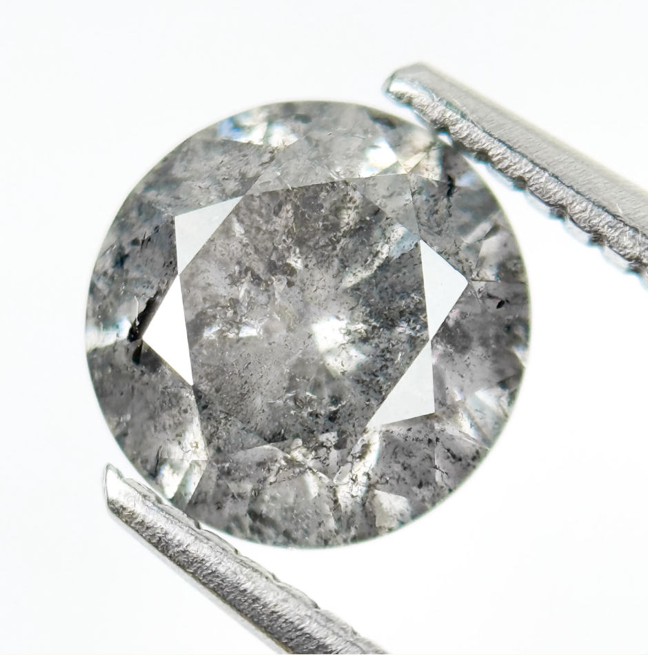 1.75 Ct Round Brilliant Cut Grey Natural Galaxy Diamond