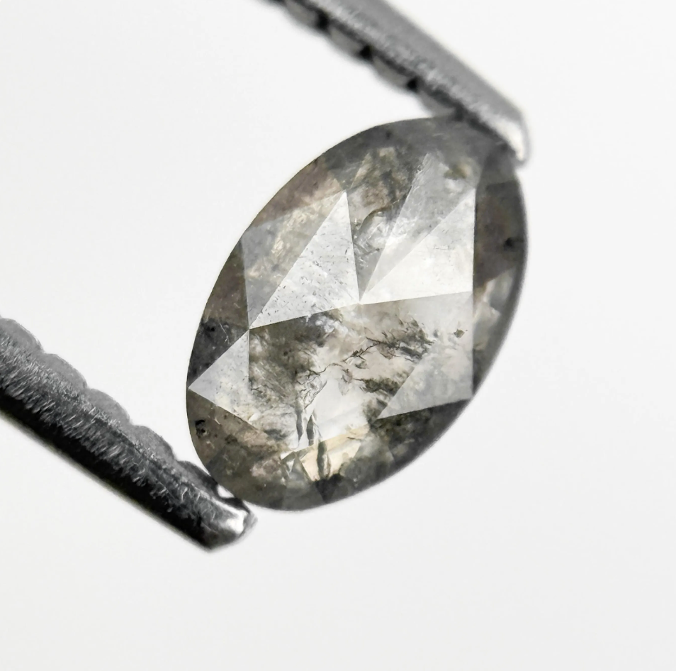 0.49 Ct Oval Rose Cut Grey Natural Fancy Diamond