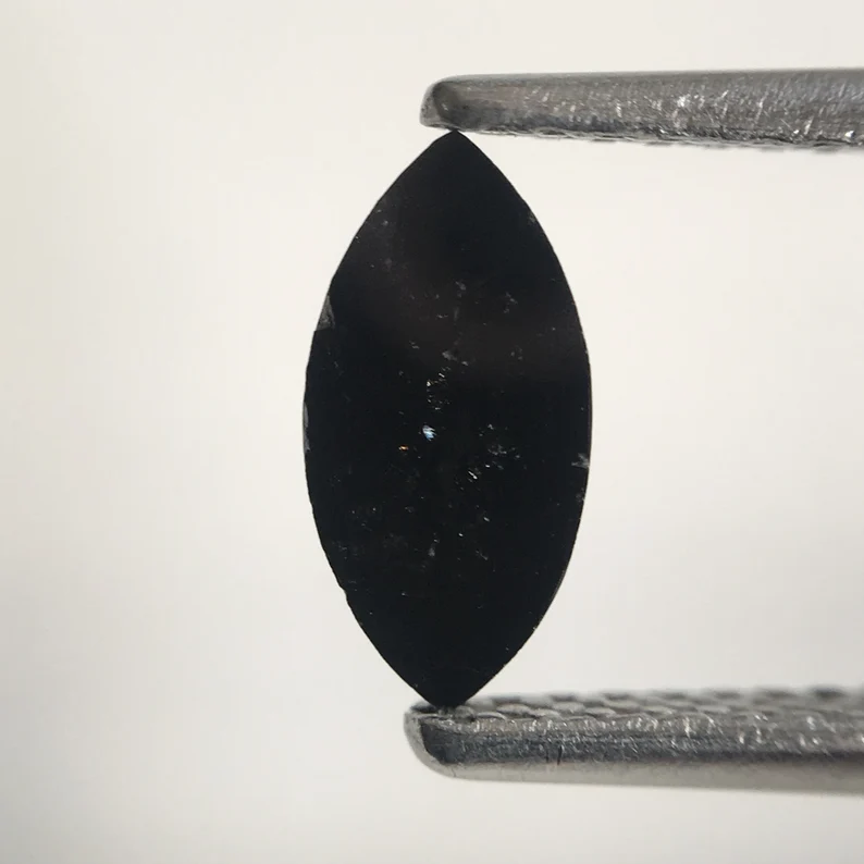 0.45 Ct Marquise Rose Cut Black Natural Loose Diamond, 8.11 MM Marquise Diamond
