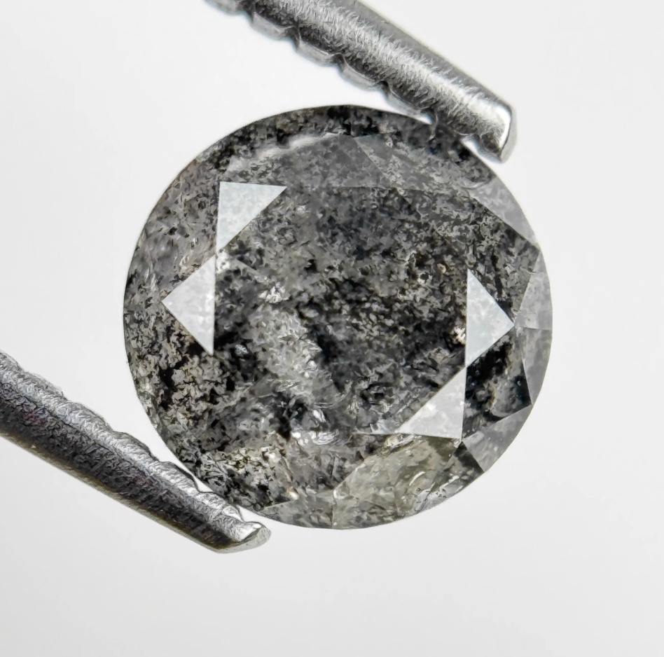 1.12 Ct Round Brilliant Cut Grey Natural Salt and Pepper Diamond