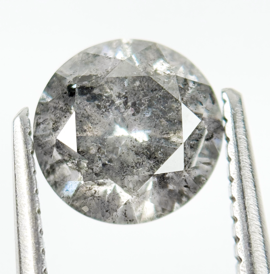 1.75 Ct Round Brilliant Cut Grey Natural Galaxy Diamond