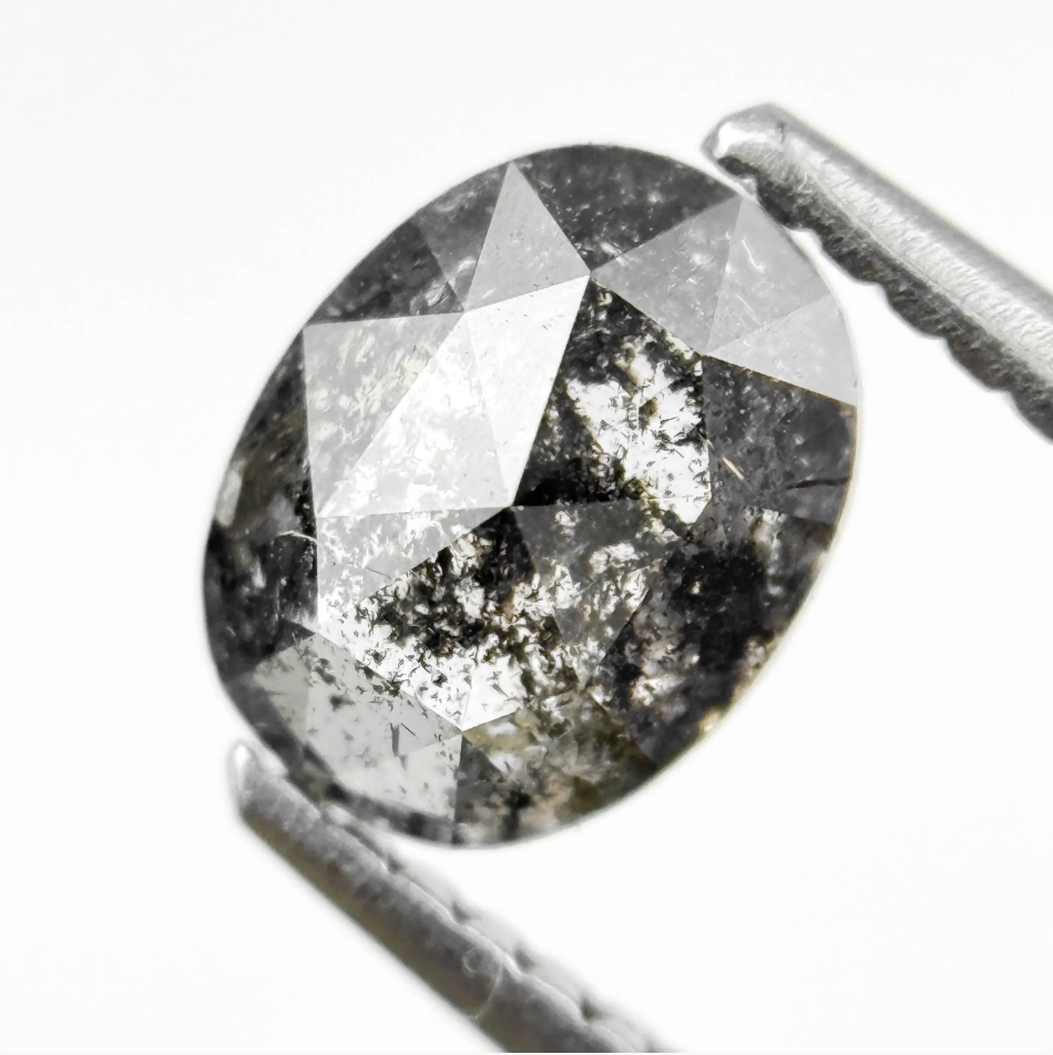 1.12 Ct Oval Rose Cut Grey Natural Galaxy Diamond