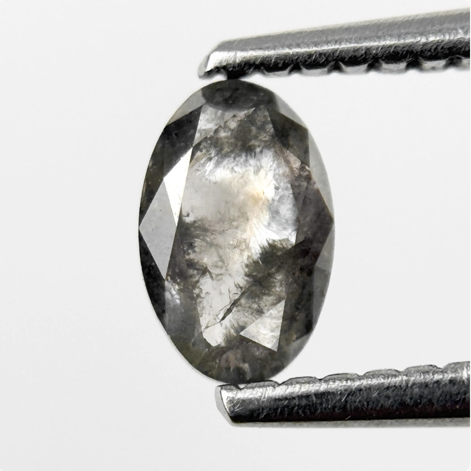 0.49 Ct Oval Rose Cut Grey Natural Fancy Diamond