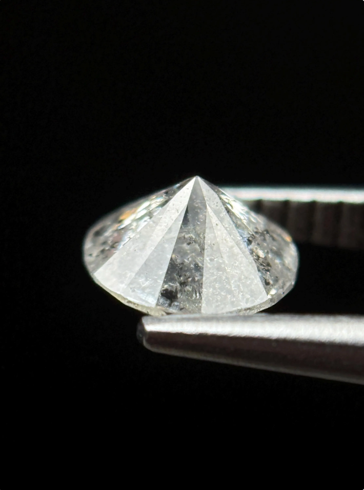 0.95 Ct Round Brilliant Cut Grey Natural Salt and Pepper Diamond