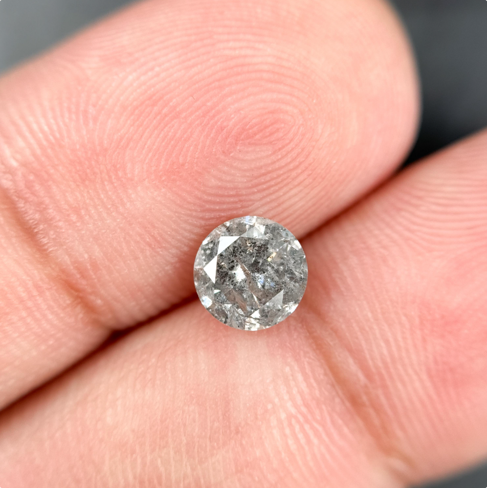 1.10 Ct Round Brilliant Cut Grey Natural Galaxy Diamond