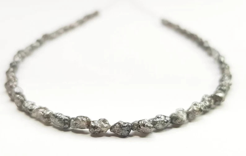 8.0 Ct Beads Checker Gray Natural Salt and Pepper Diamond