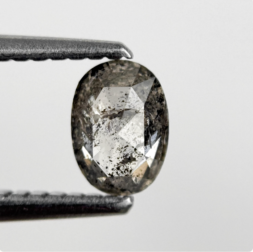 0.49 Ct Oval Rose Cut Grey Natural Minimal Diamond
