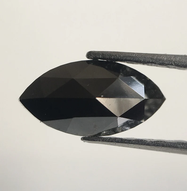 0.48 Ct Marquise Rose Cut, 8.10 MM Black Natural Loose Diamond