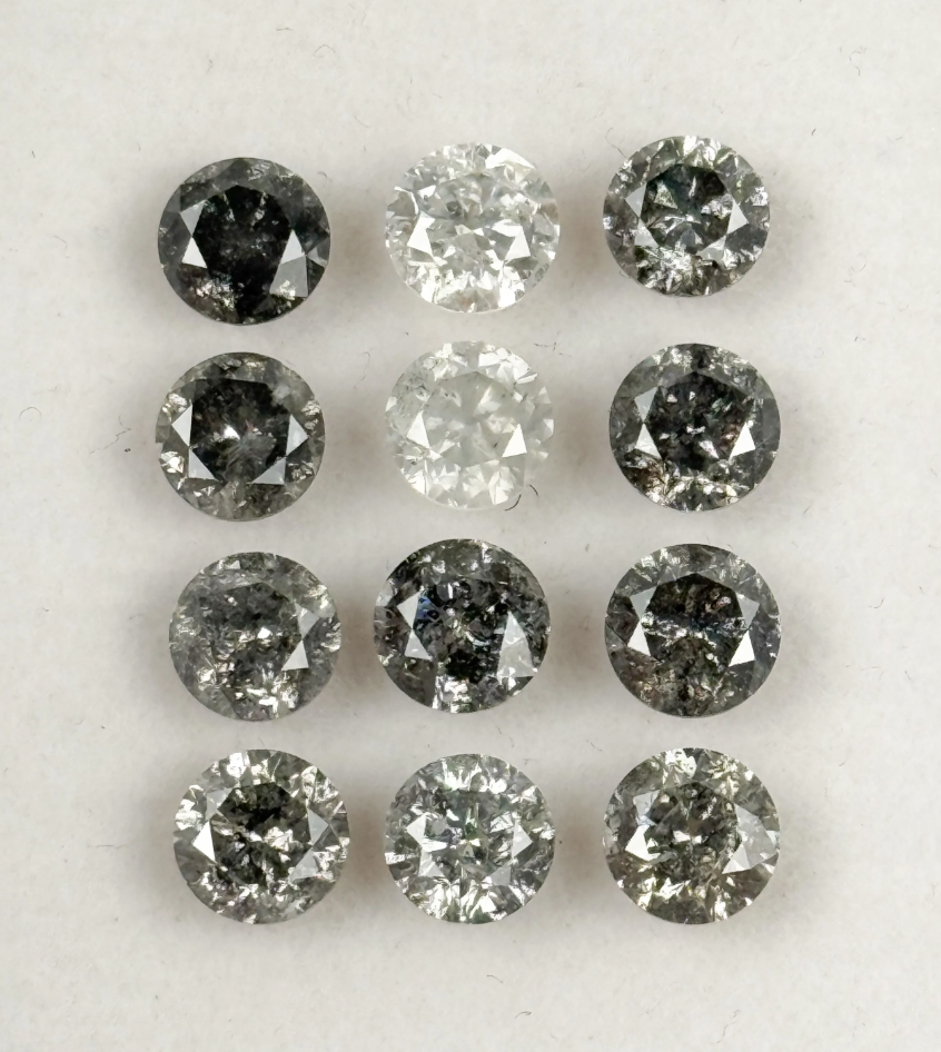 0.50 Ct Round Rose Cut Grey Natural Galaxy Diamond