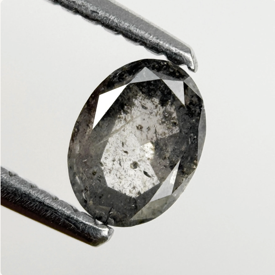 0.46 Ct Oval Rose Cut Grey Natural Minimalist Diamond