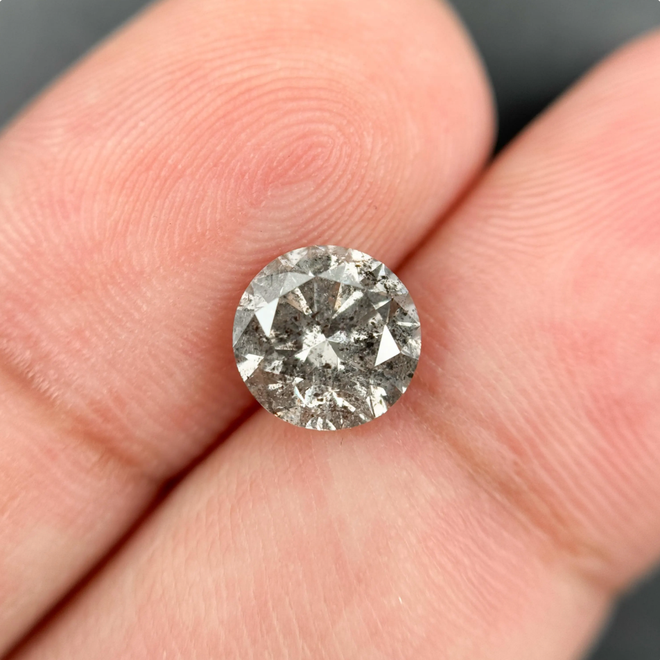 1.75 Ct Round Brilliant Cut Grey Natural Fancy Diamond