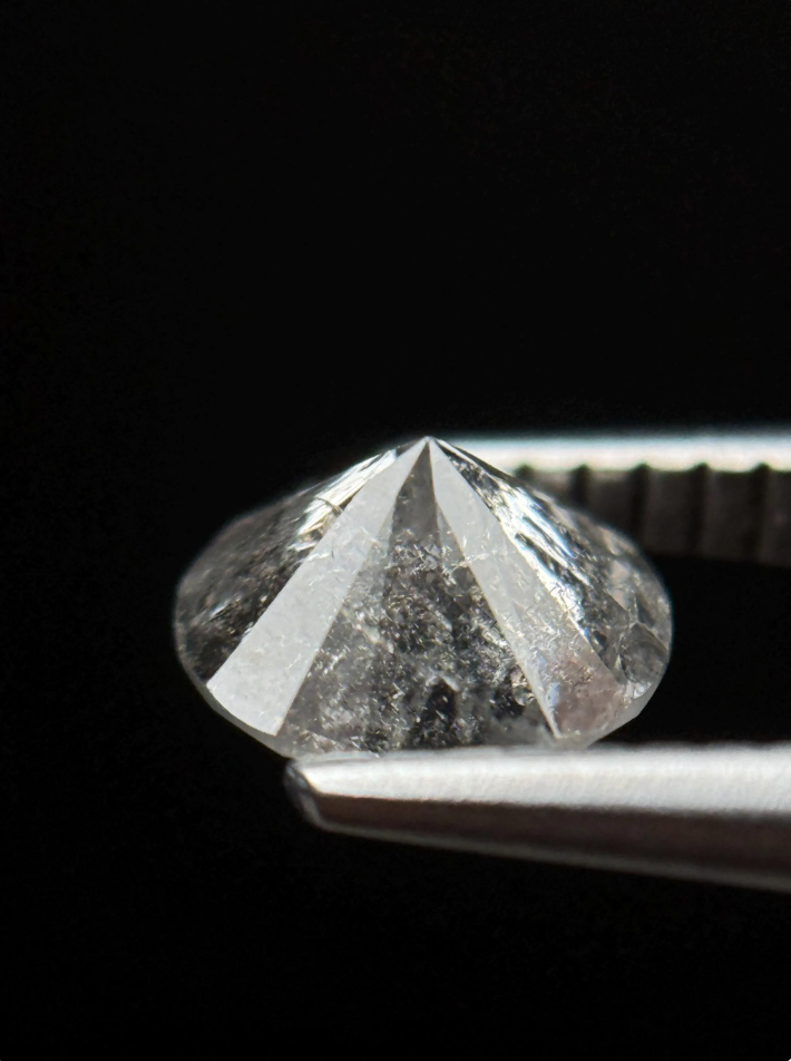 1.03 Ct Round Brilliant Cut Grey Natural Salt and Pepper Diamond