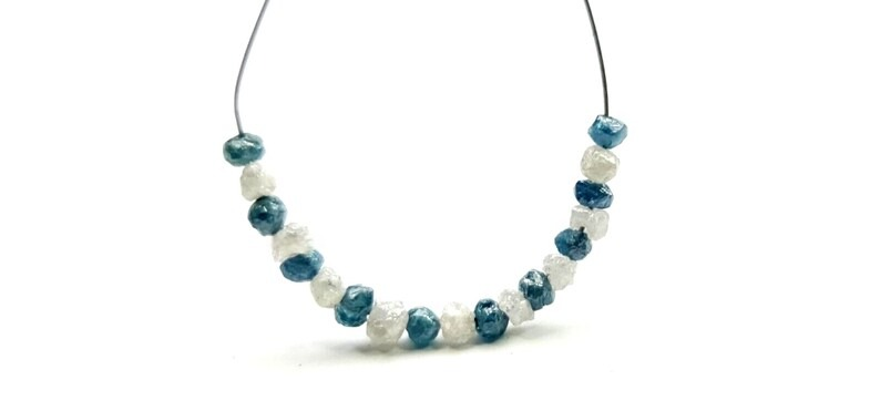 2.0-3.0 MM Beads Checker Blue & White Natural Loose Diamond