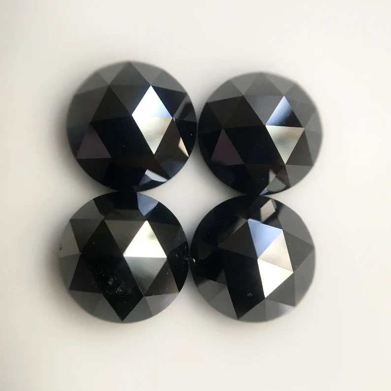 7.50 MM Round Rose Cut Black Natural Loose Diamond