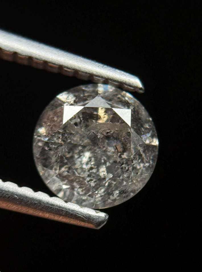 1.10 Ct Round Brilliant Cut Grey Natural Salt and Pepper Diamond