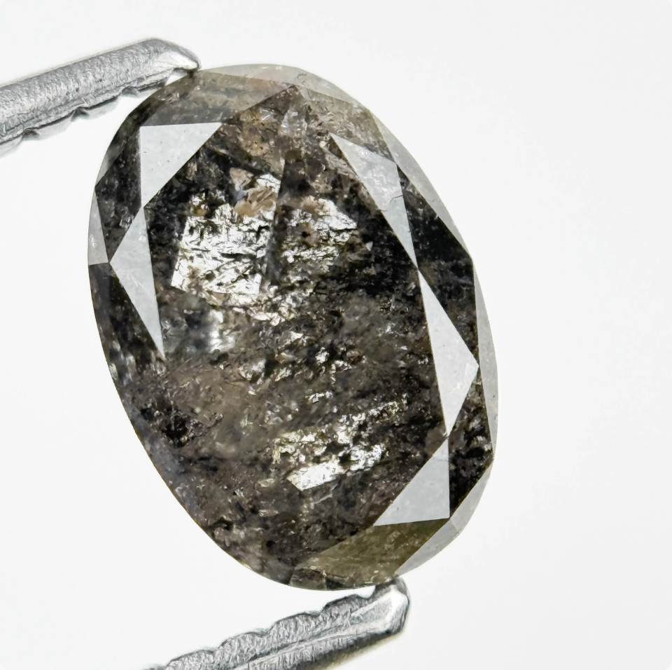 1.26 Ct Oval Rose Cut Grey Natural Fancy Diamond