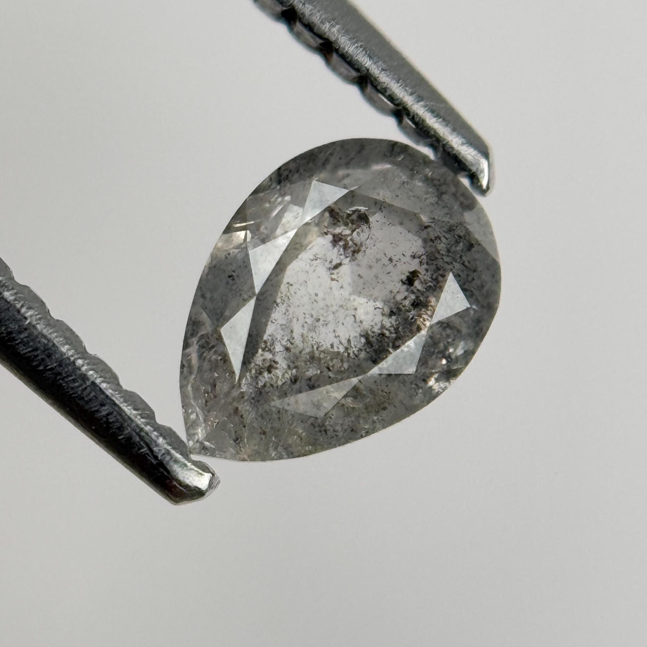 1.96 Ct Pear Rose Cut Grey Natural Unique Diamond