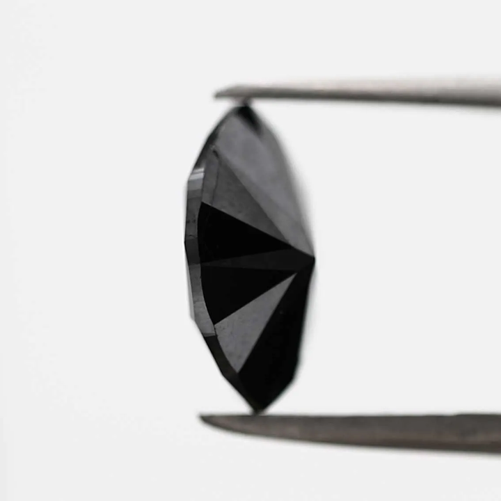 1.75 Ct Marquise Rose Cut Black Natural Fancy Diamond