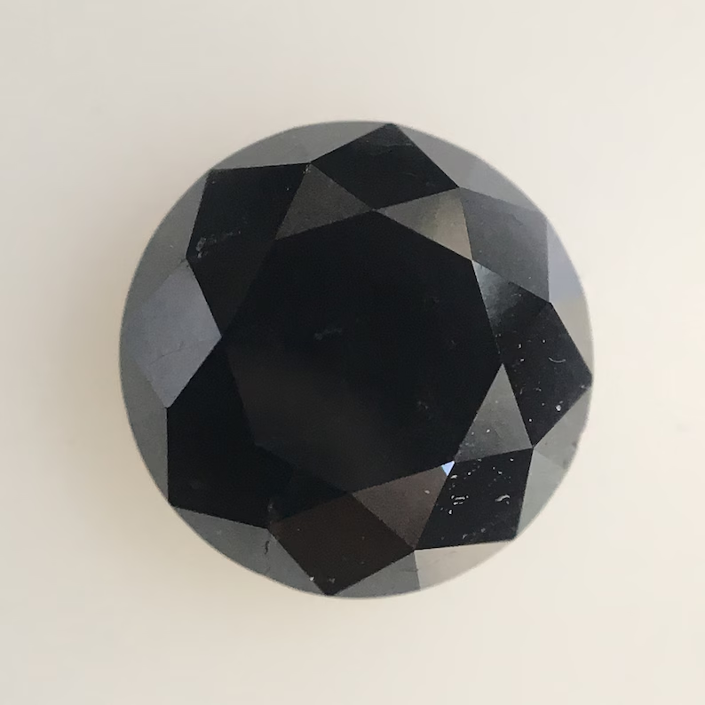 1.45 Ct Round Brilliant Cut Black Natural Loose Diamond, 6.69 MM Round Diamond