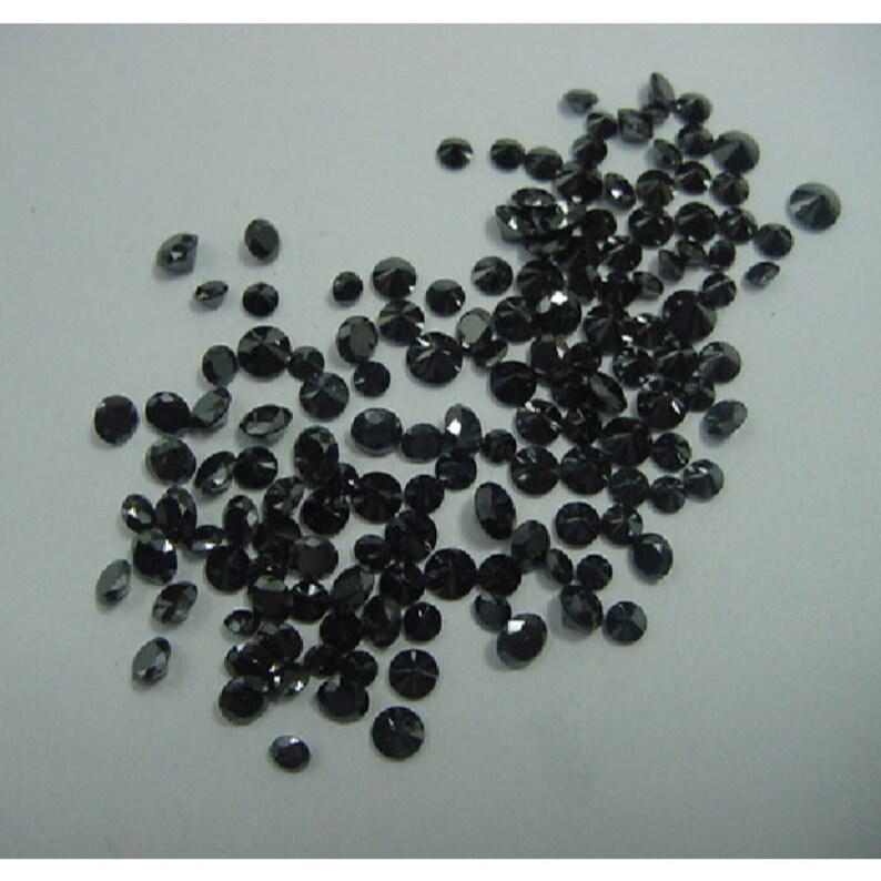 1.00 Ct Round Brilliant Cut Black Natural Loose Diamond, 1.45-1.50 MM Round Diamond