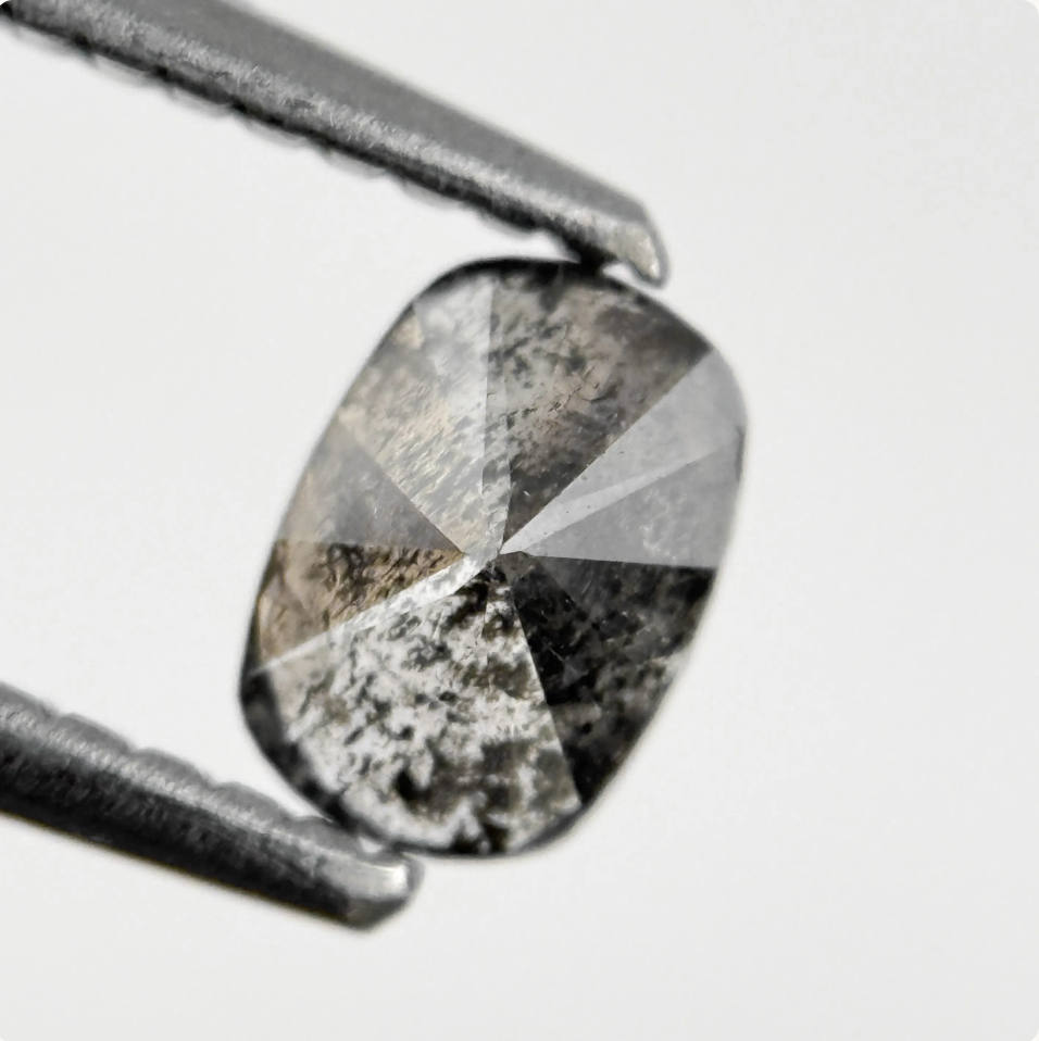 0.65 Ct Oval Rose Cut Grey Natural Minimalist Diamond