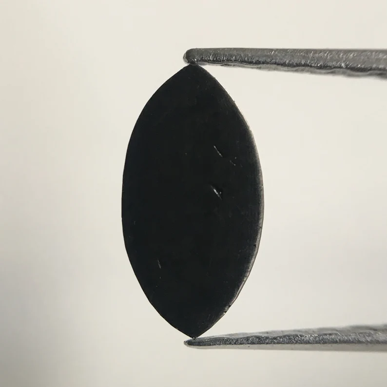 0.75 Ct, 8.16 MM Marquise Rose Cut Black Natural Loose Diamond