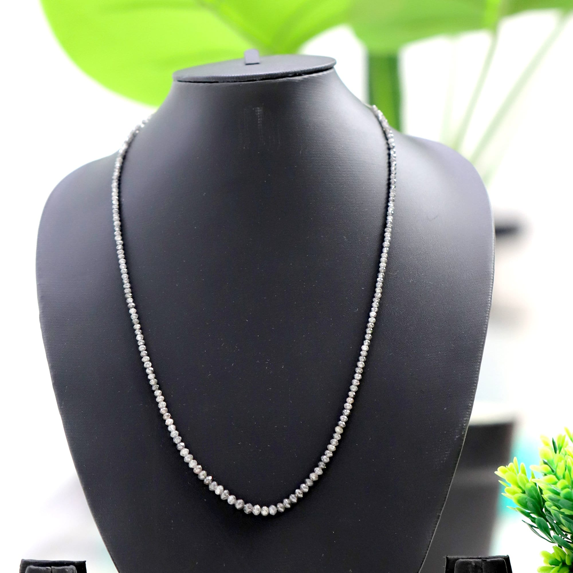 3 MM to 4.8 MM Beads Checker Gray Natural Salt and Pepper Diamond