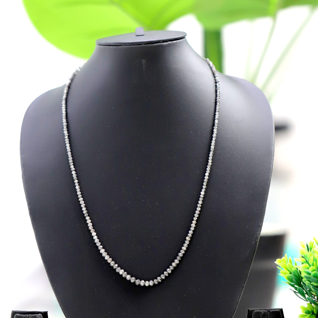 3 MM to 4.8 MM Beads Checker Gray Natural Salt and Pepper Diamond