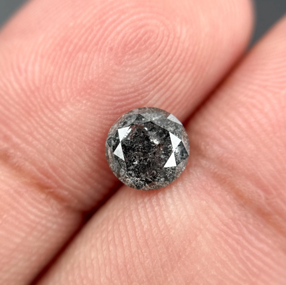 1.12 Ct Round Brilliant Cut Grey Natural Salt and Pepper Diamond