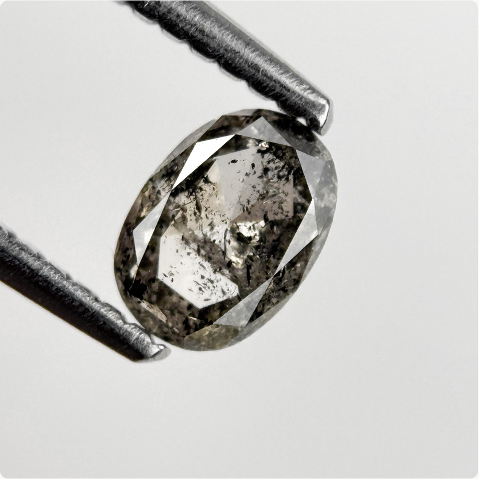 0.49 Ct Oval Rose Cut Grey Natural Minimal Diamond