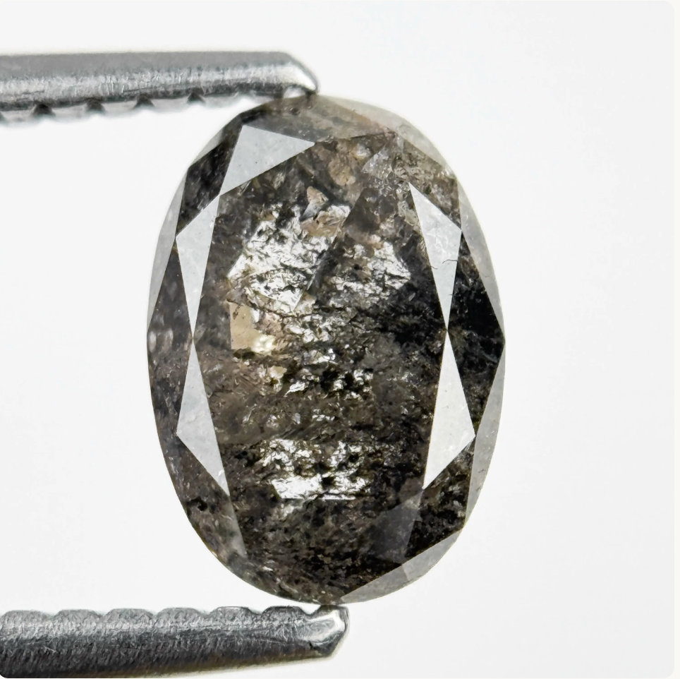 1.26 Ct Oval Rose Cut Grey Natural Fancy Diamond
