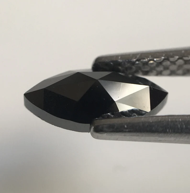 0.45 Ct Marquise Rose Cut Black Natural Loose Diamond, 8.11 MM Marquise Diamond