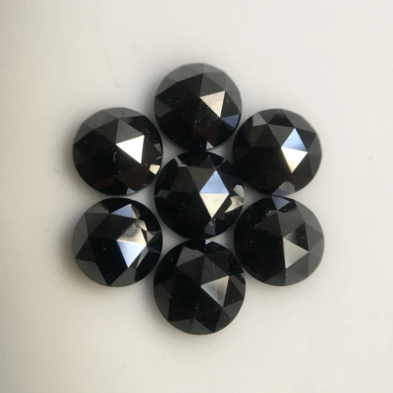 6.50 MM Round Rose Cut Black Natural Loose Diamond