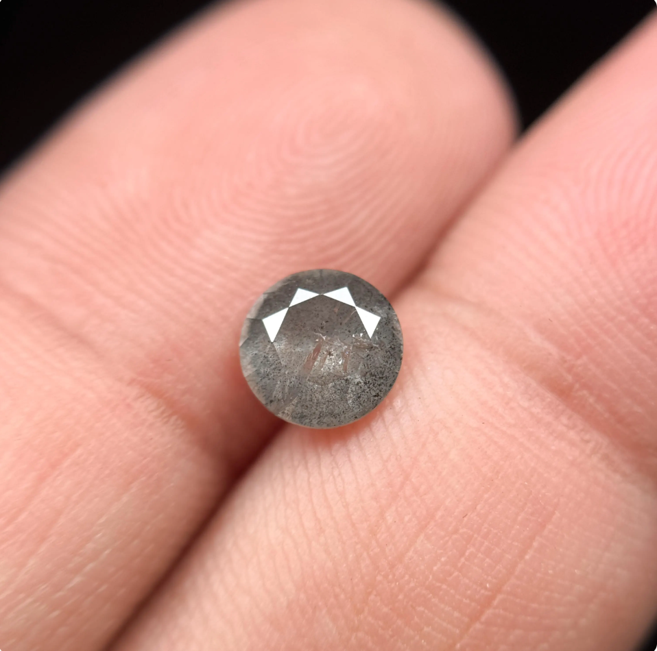 1.23 Ct Round Brilliant Cut Grey Natural Fancy Diamond