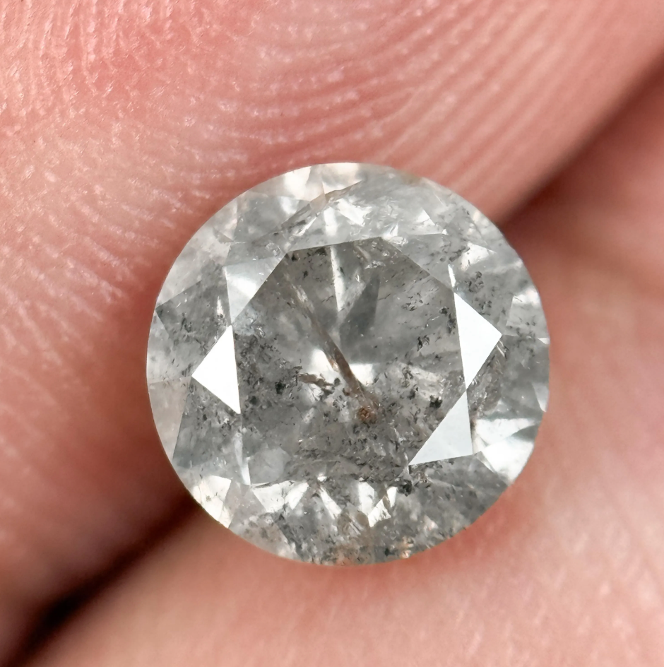 1.25 Ct Round Brilliant Cut Grey Natural Fancy Diamond