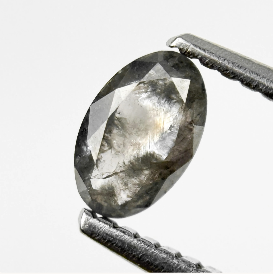 0.49 Ct Oval Rose Cut Grey Natural Fancy Diamond