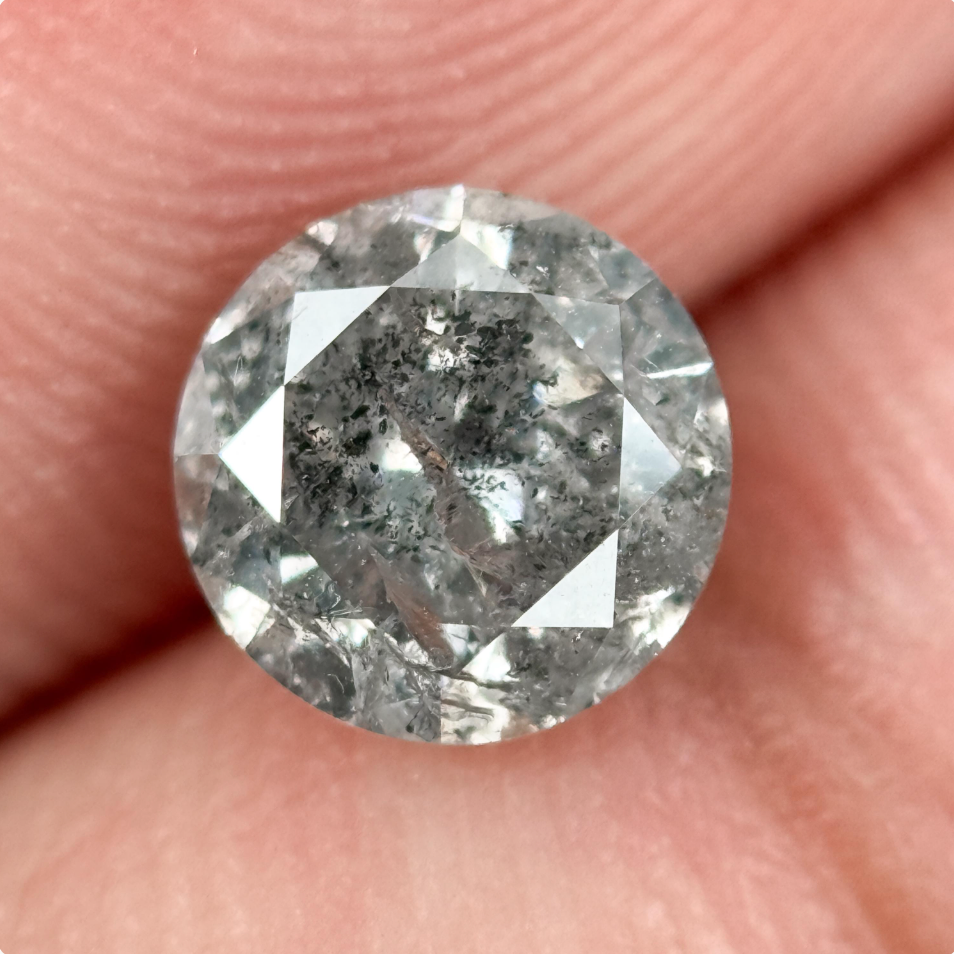 1.10 Ct Round Brilliant Cut Grey Natural Galaxy Diamond