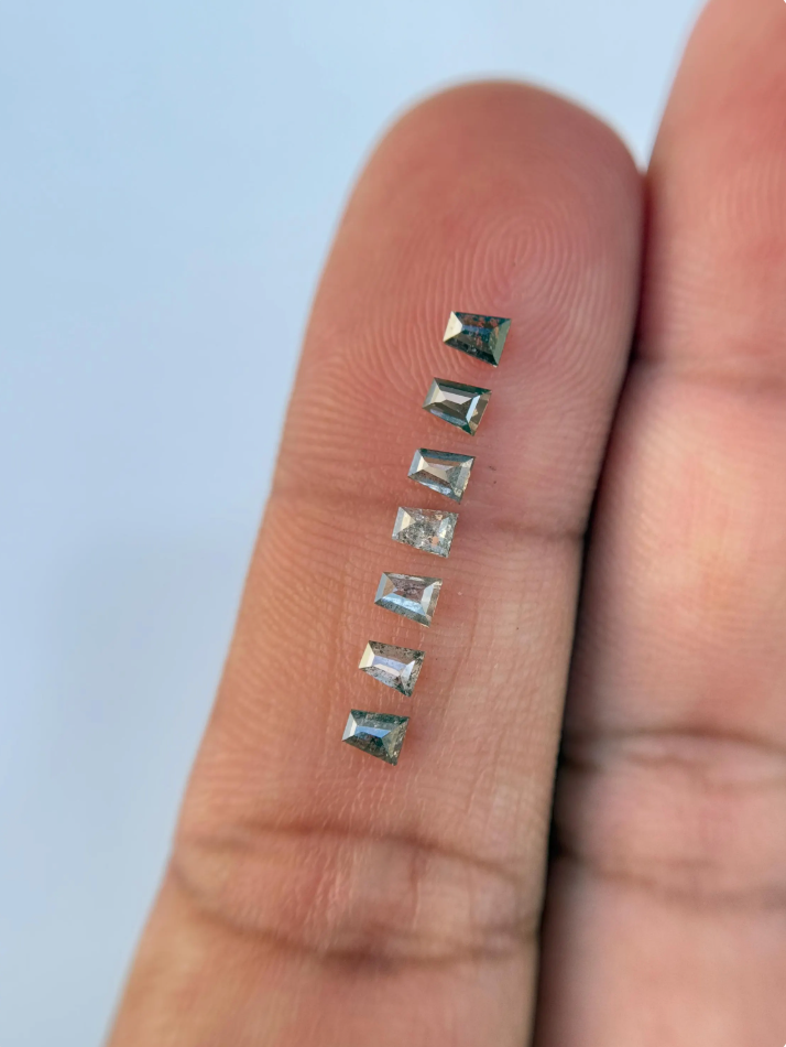 3.0 x 2.5 MM Baguette Rose Cut Grey Natural Salt and Pepper Diamond