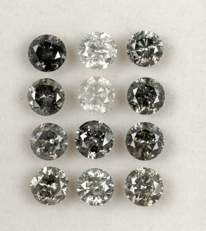 0.50 Ct Round Rose Cut Grey Natural Galaxy Diamond