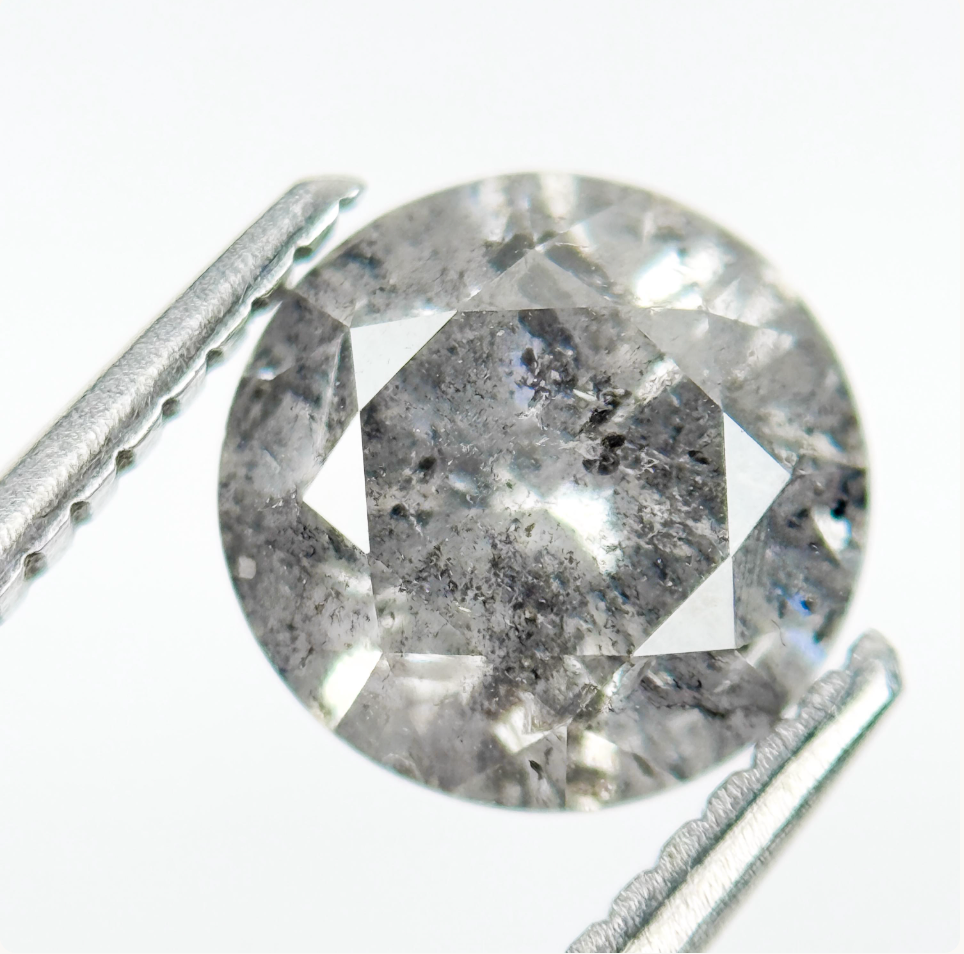 1.75 Ct Round Brilliant Cut Grey Natural Galaxy Diamond